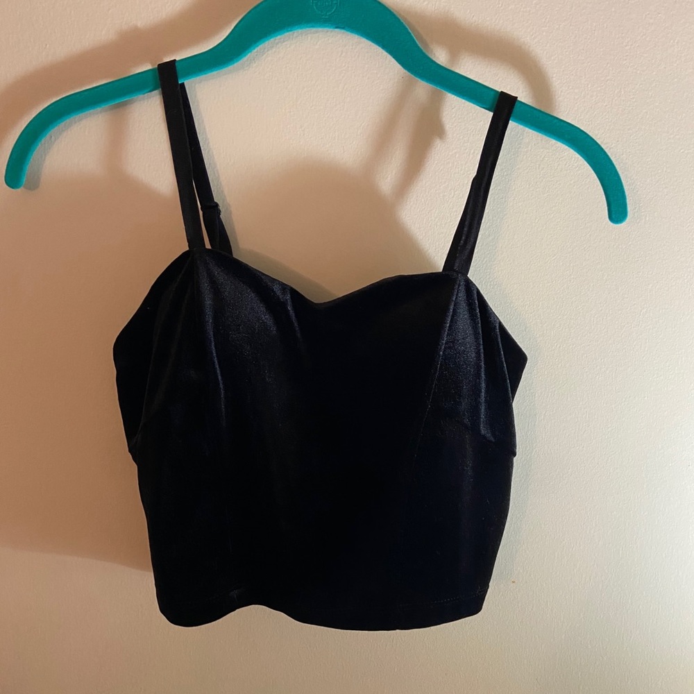 Black Velvet Tank Top Small W/ Cups